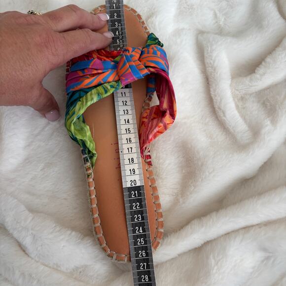 Gianni Bini Tropical Print Knotted Straps Platform Espadrilles Slides Sandal 8 - Picture 6 of 6